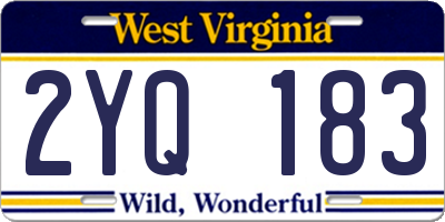 WV license plate 2YQ183
