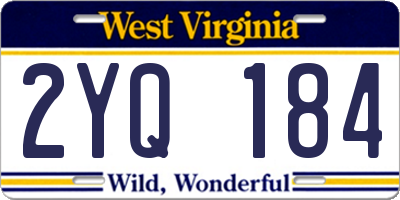 WV license plate 2YQ184