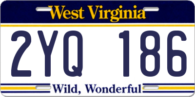 WV license plate 2YQ186