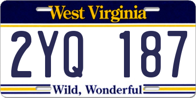 WV license plate 2YQ187