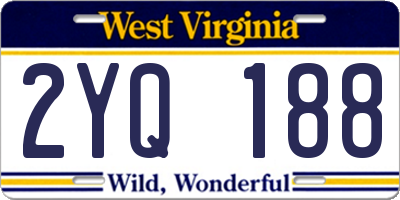 WV license plate 2YQ188