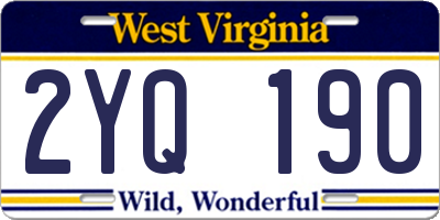 WV license plate 2YQ190