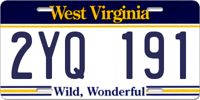 WV license plate 2YQ191