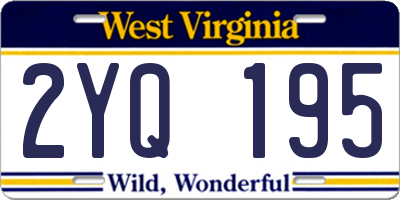 WV license plate 2YQ195