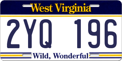 WV license plate 2YQ196
