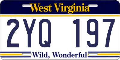 WV license plate 2YQ197