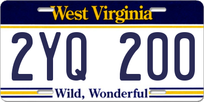WV license plate 2YQ200