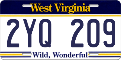 WV license plate 2YQ209