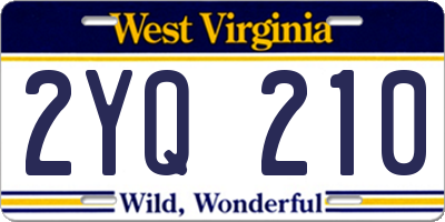 WV license plate 2YQ210