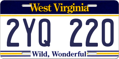 WV license plate 2YQ220