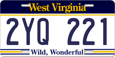 WV license plate 2YQ221