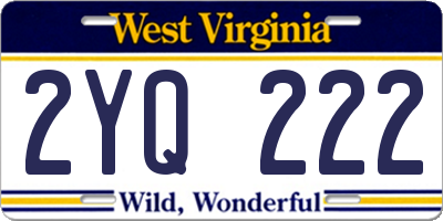WV license plate 2YQ222