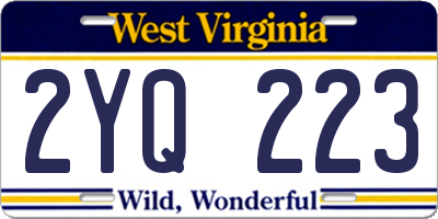 WV license plate 2YQ223