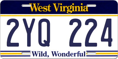 WV license plate 2YQ224