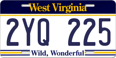 WV license plate 2YQ225
