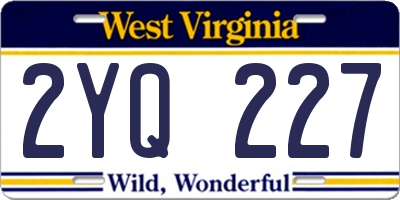 WV license plate 2YQ227
