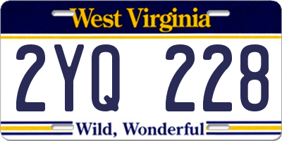 WV license plate 2YQ228