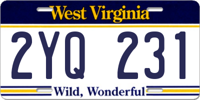 WV license plate 2YQ231