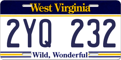 WV license plate 2YQ232