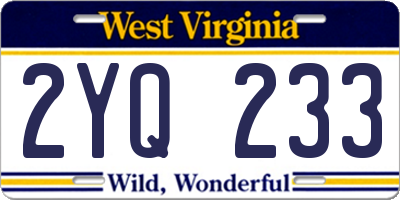 WV license plate 2YQ233