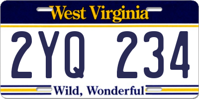 WV license plate 2YQ234