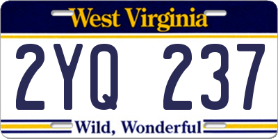 WV license plate 2YQ237