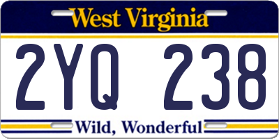 WV license plate 2YQ238
