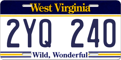 WV license plate 2YQ240