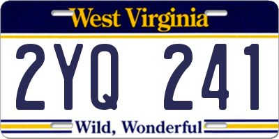 WV license plate 2YQ241