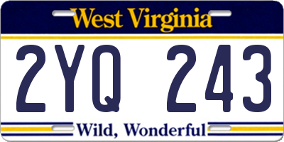 WV license plate 2YQ243