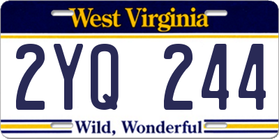WV license plate 2YQ244