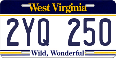 WV license plate 2YQ250