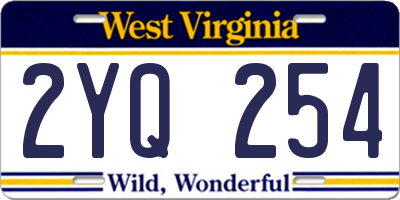 WV license plate 2YQ254