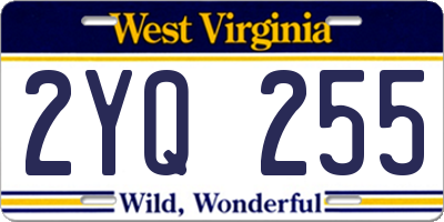 WV license plate 2YQ255