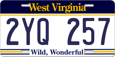 WV license plate 2YQ257