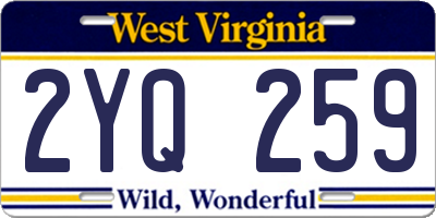 WV license plate 2YQ259