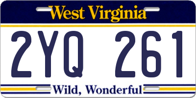 WV license plate 2YQ261