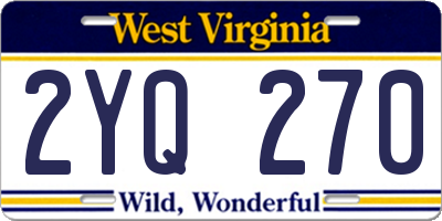 WV license plate 2YQ270