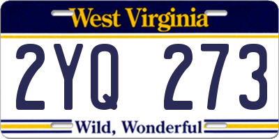WV license plate 2YQ273