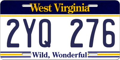 WV license plate 2YQ276
