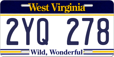 WV license plate 2YQ278