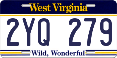 WV license plate 2YQ279
