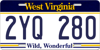 WV license plate 2YQ280