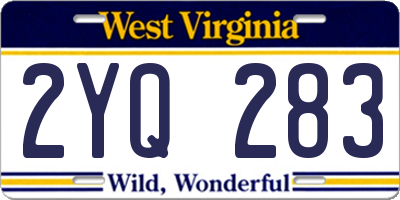 WV license plate 2YQ283