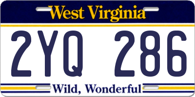 WV license plate 2YQ286