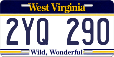 WV license plate 2YQ290