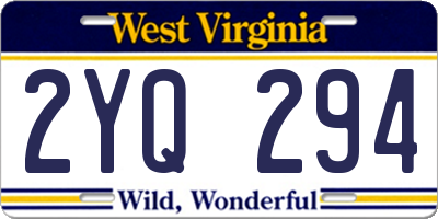 WV license plate 2YQ294