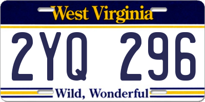 WV license plate 2YQ296