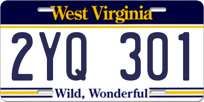 WV license plate 2YQ301