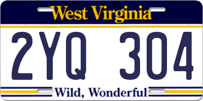 WV license plate 2YQ304